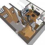 Plan de coupe d'un studio terrasse